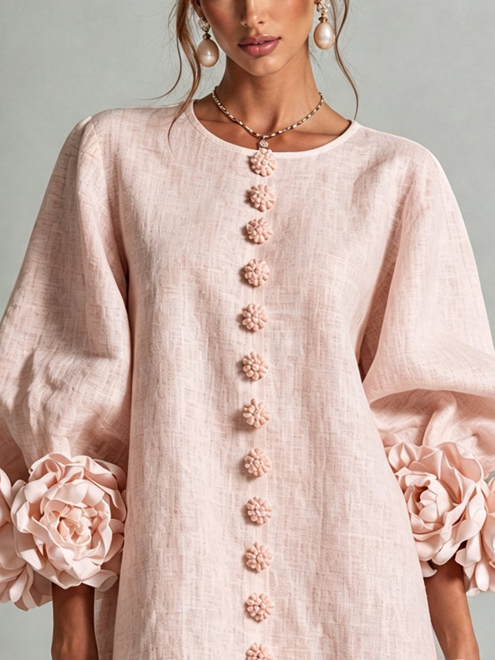Allegra | Floral-Cuff Relaxed Mini Dress
