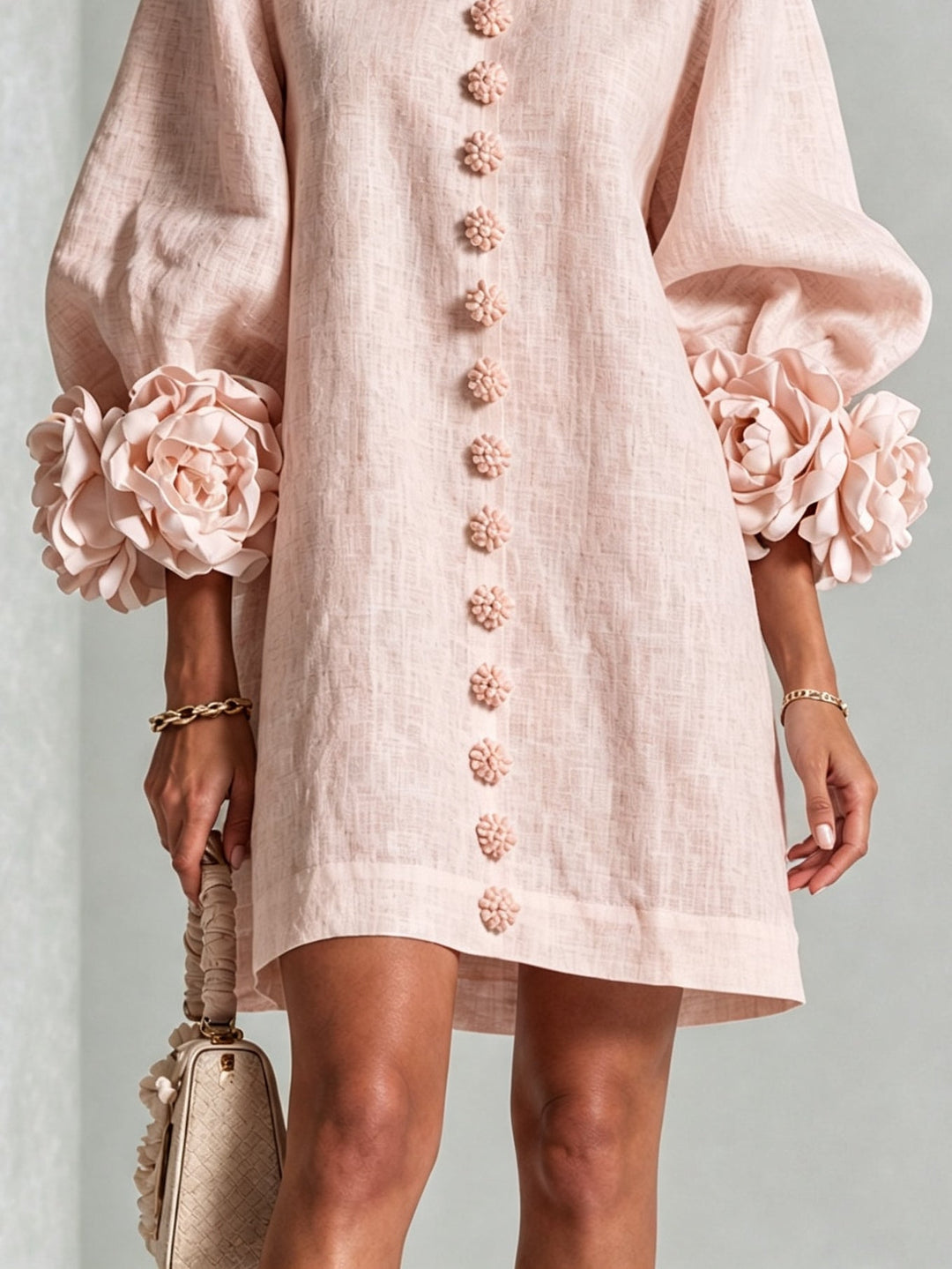 Allegra | Floral-Cuff Relaxed Mini Dress