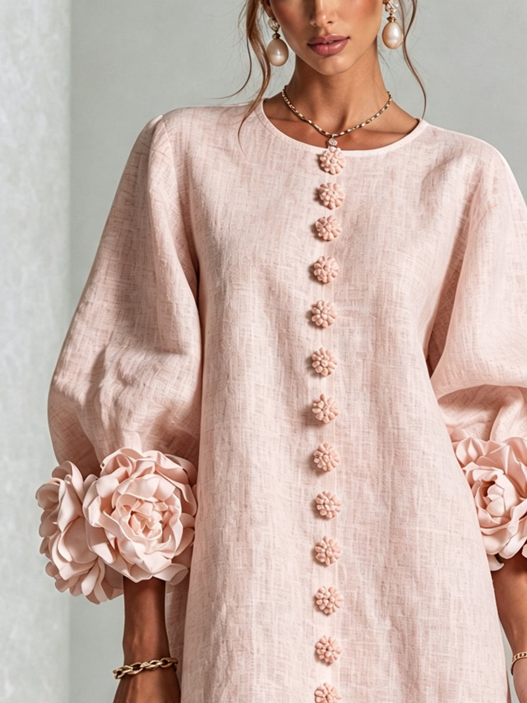 Allegra | Floral-Cuff Relaxed Mini Dress