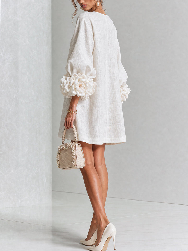 Charlotte | Rosette-Cuff Easy Mini Dress