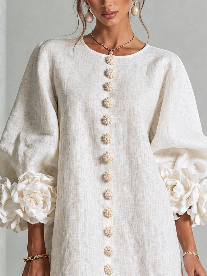 Charlotte | Rosette-Cuff Easy Mini Dress