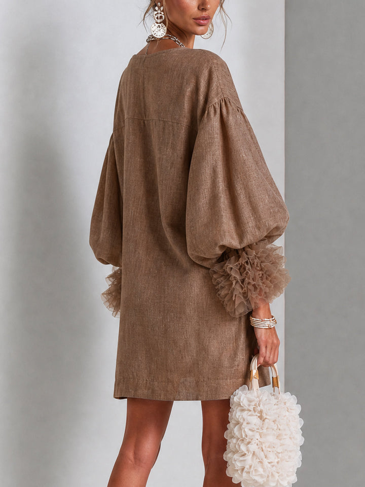 Sabrina | Zip-Front Balloon-Sleeve Mini Dress