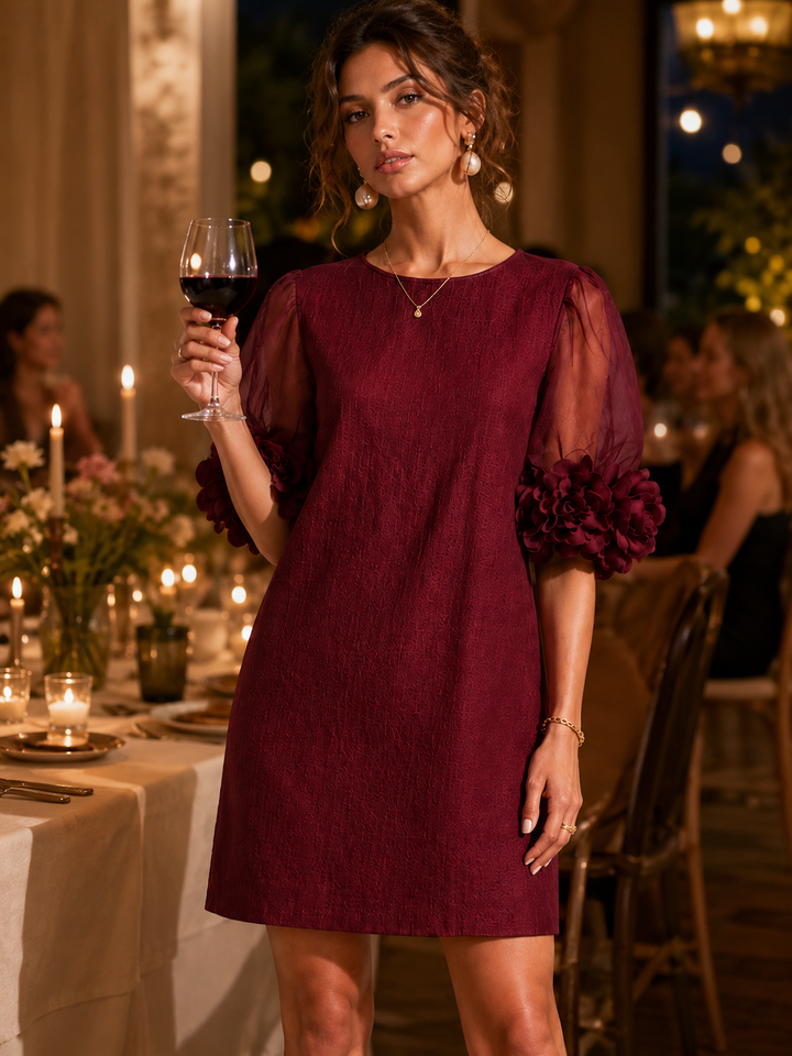 Lorelei | Sheer Puff-Sleeve Floral Mini Dress