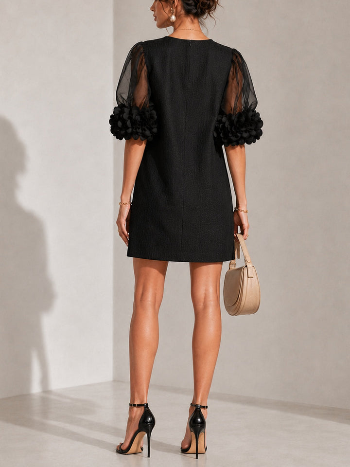 Louisa | Airy Puff-Sleeve Floral-Cuff Mini Dress