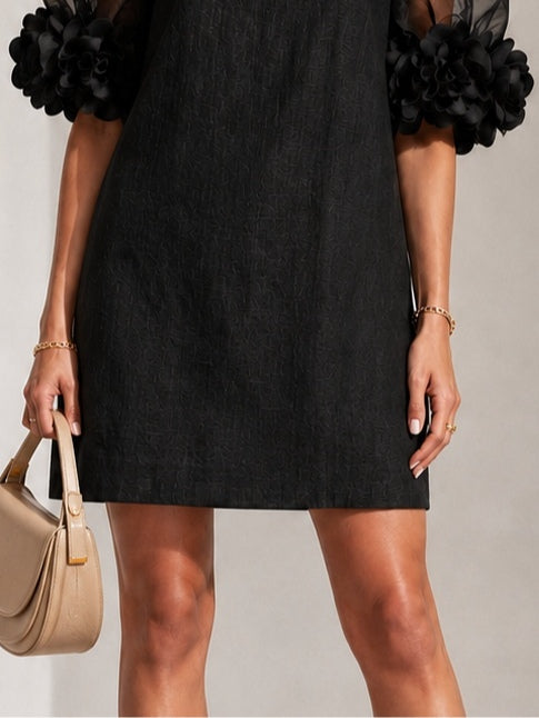 Louisa | Airy Puff-Sleeve Floral-Cuff Mini Dress