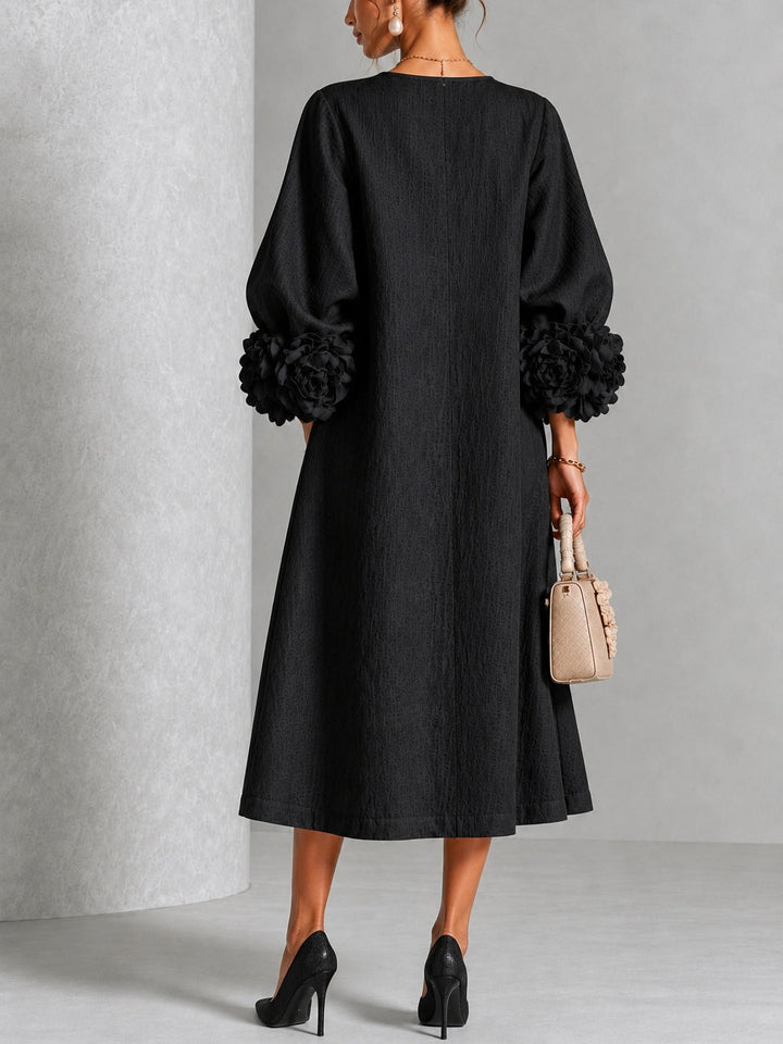 Lilian | Floral-Button A-Line Midi Dress