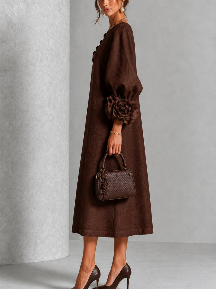 Giulia | Rosette-Cuff Relaxed Midi Dress