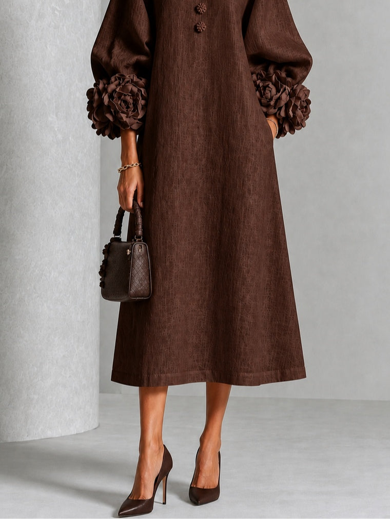 Giulia | Rosette-Cuff Relaxed Midi Dress