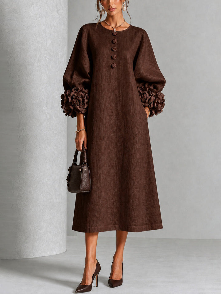 Giulia | Rosette-Cuff Relaxed Midi Dress