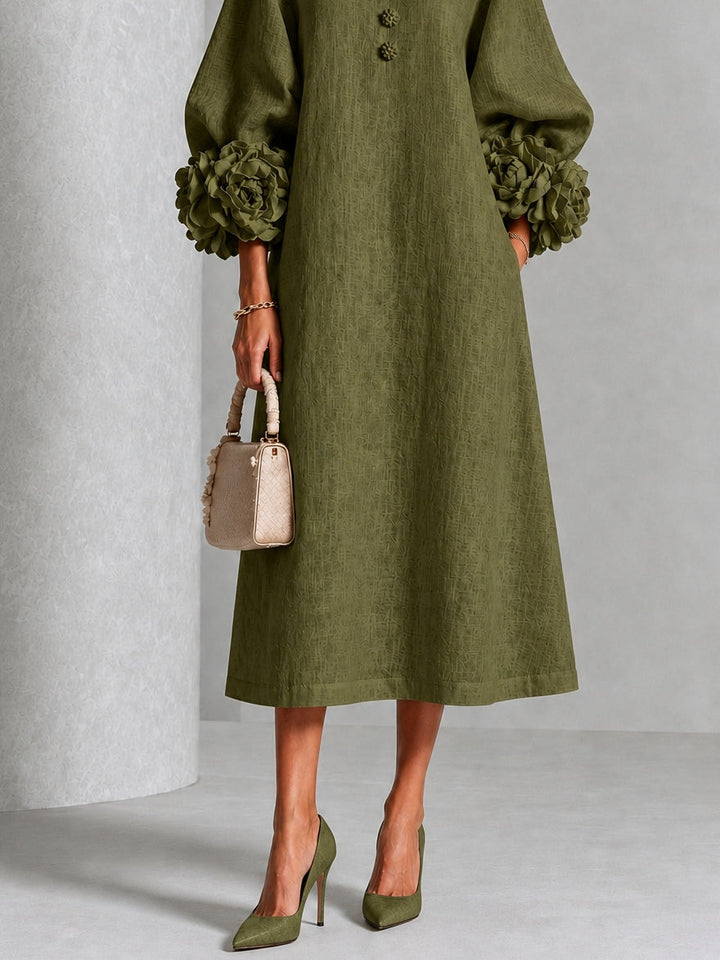 Gemma | Sculpted-Cuff Button Midi Dress