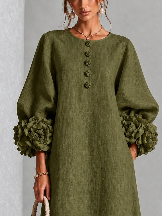 Gemma | Sculpted-Cuff Button Midi Dress