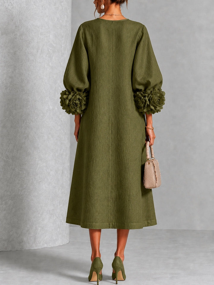 Gemma | Sculpted-Cuff Button Midi Dress