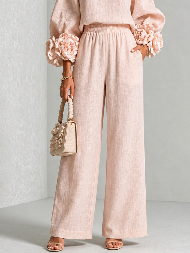 Valentina | Floral-Cuff Two-Piece Trouser Set