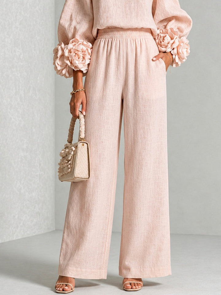 Valentina | Floral-Cuff Two-Piece Trouser Set