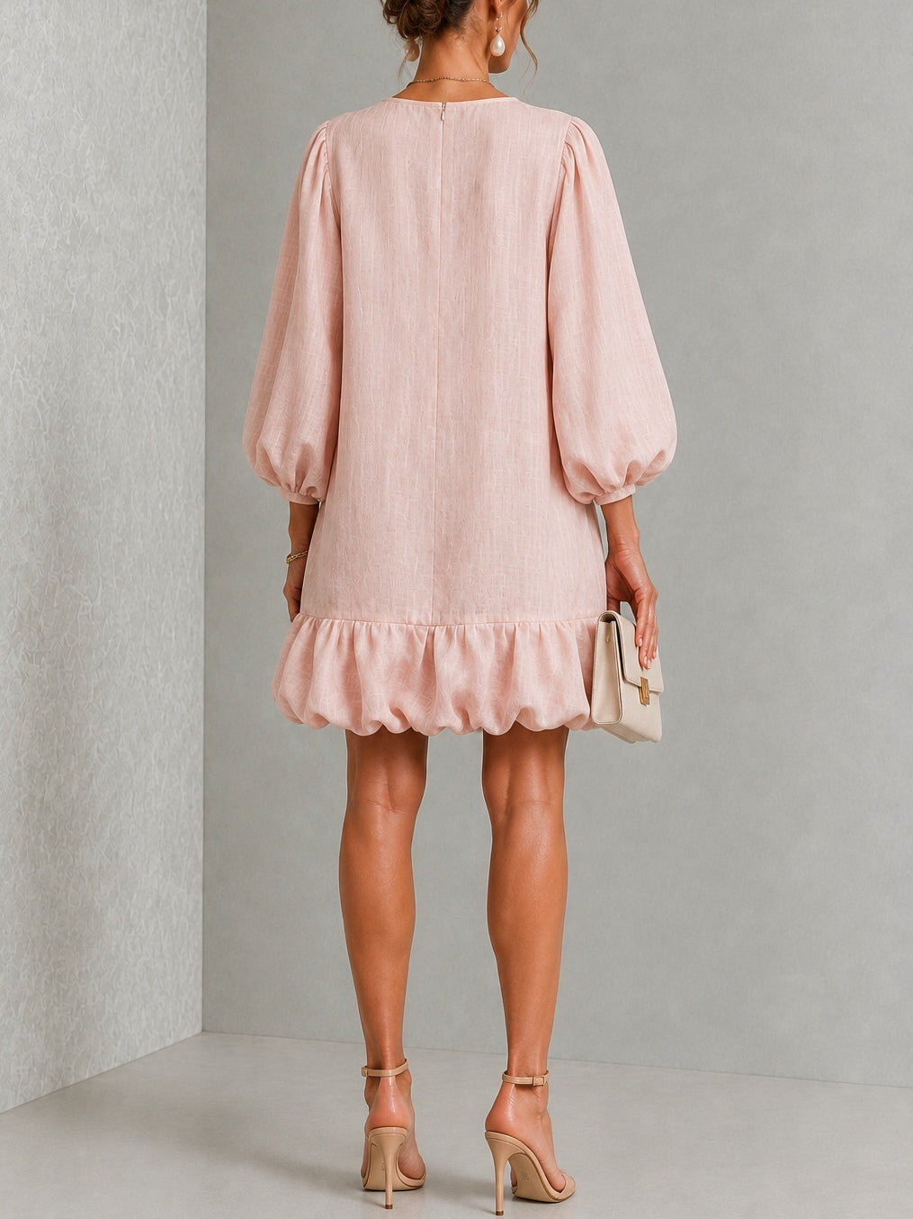 Nicolette | Floral-Button Puff-Sleeve Mini Dress