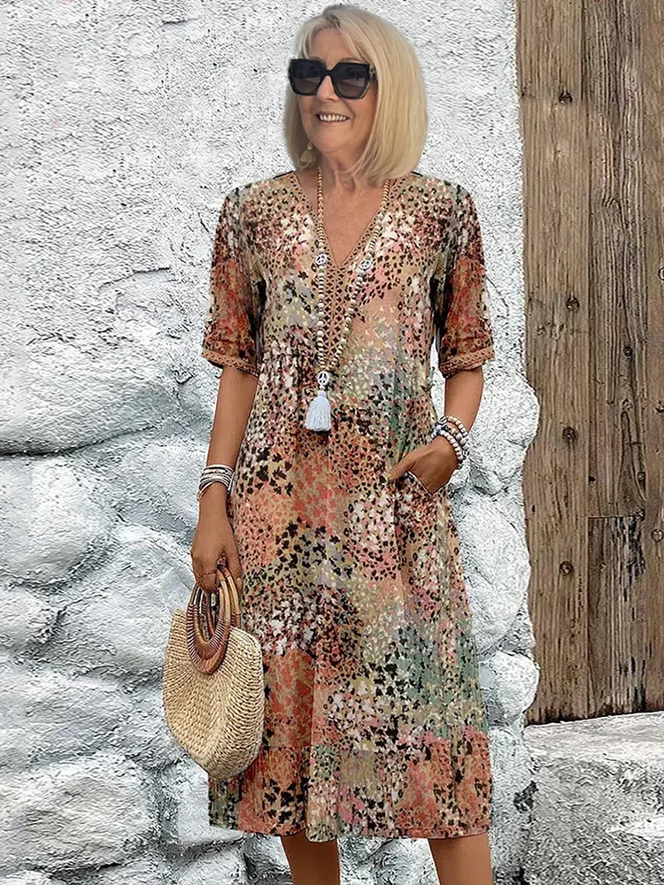 Valentina | Vibrant Pattern Midi Dress