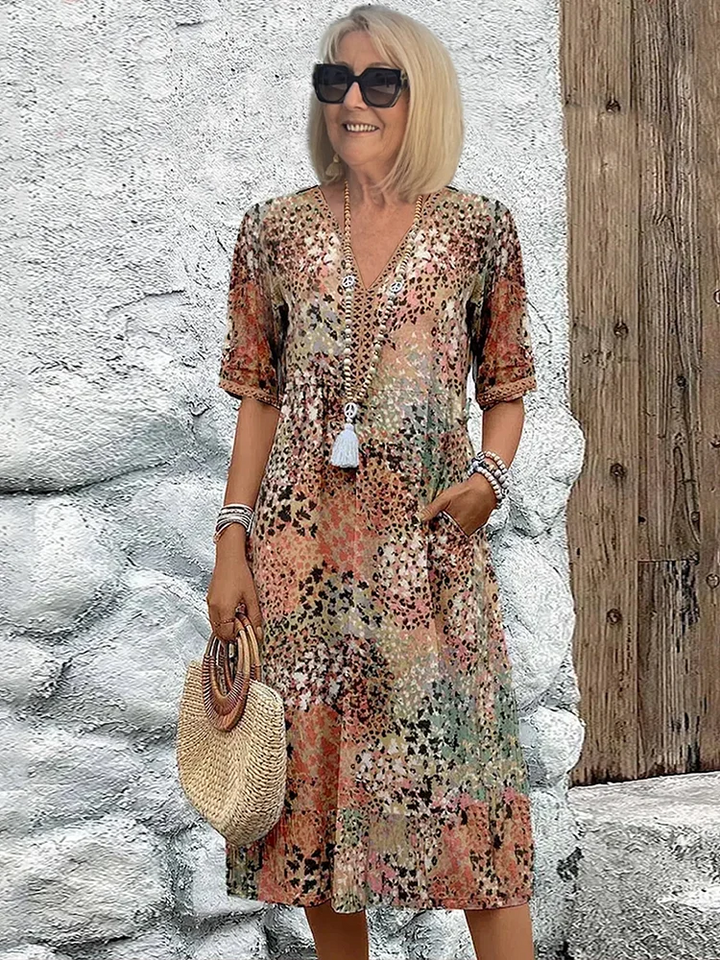 Valentina | Vibrant Pattern Midi Dress