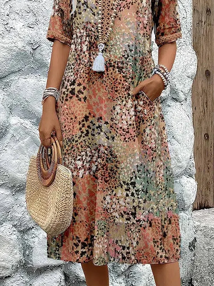 Valentina | Vibrant Pattern Midi Dress