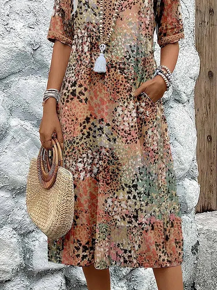Valentina | Vibrant Pattern Midi Dress