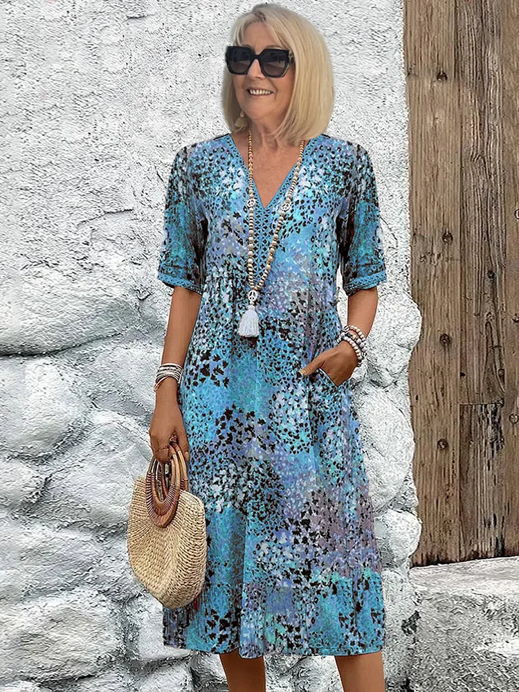 Valentina | Vibrant Pattern Midi Dress