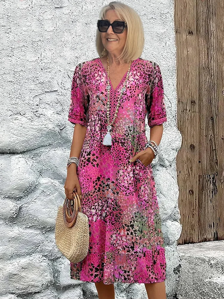 Valentina | Vibrant Pattern Midi Dress