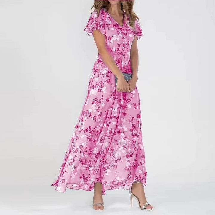 Marigold Short Sleeve Floral Maxi Dress