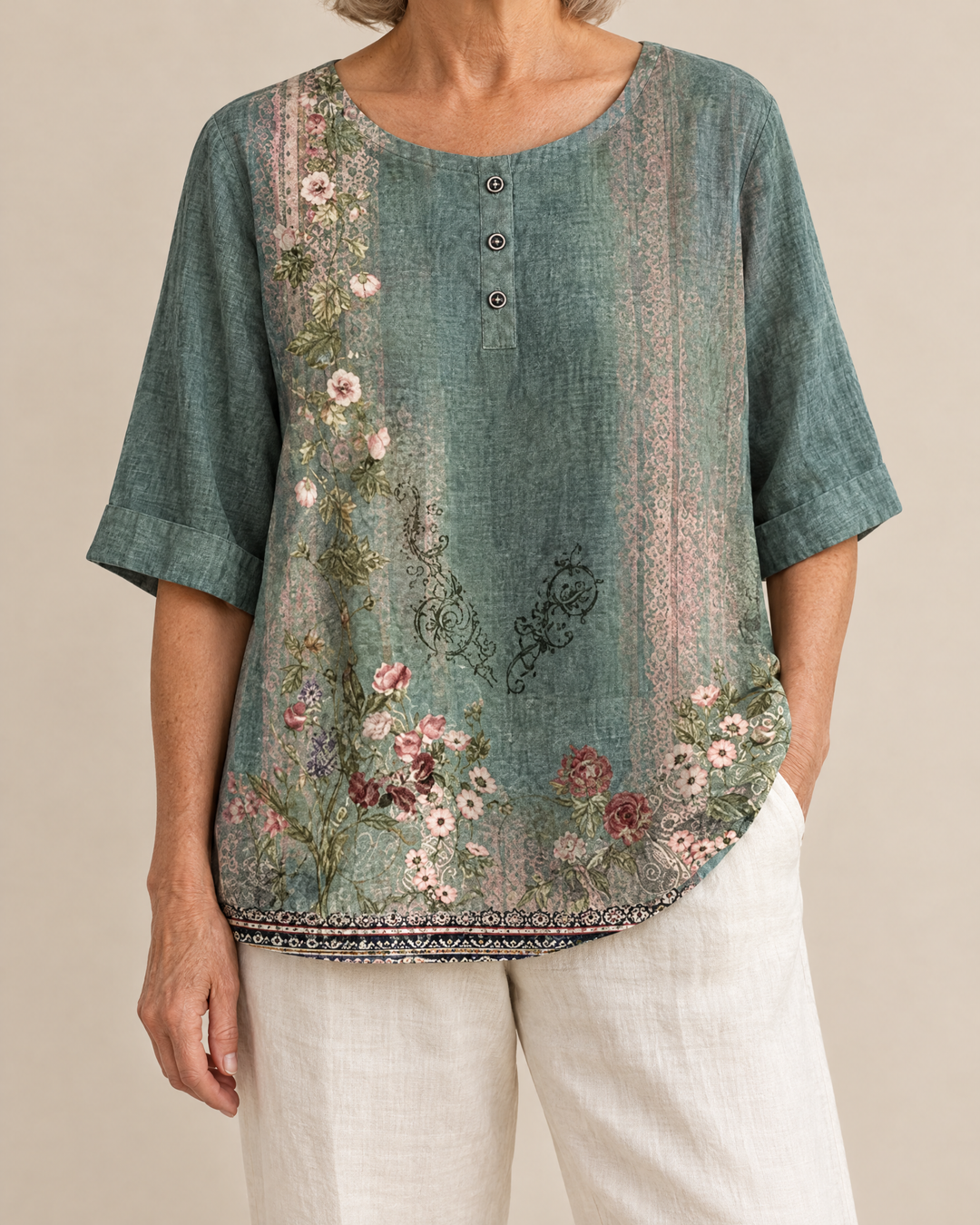 Rosalie | Vintage Floral Cotton Blouse