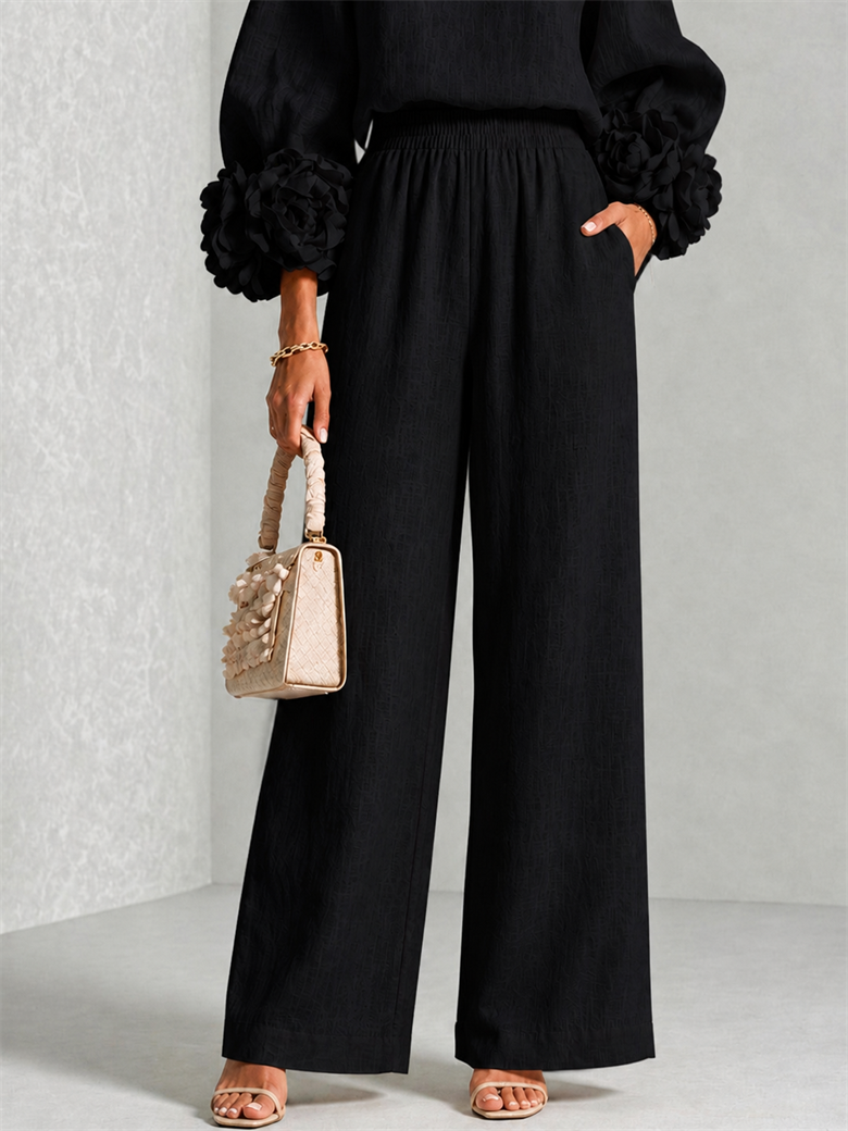 Valentina | Floral-Cuff Two-Piece Trouser Set
