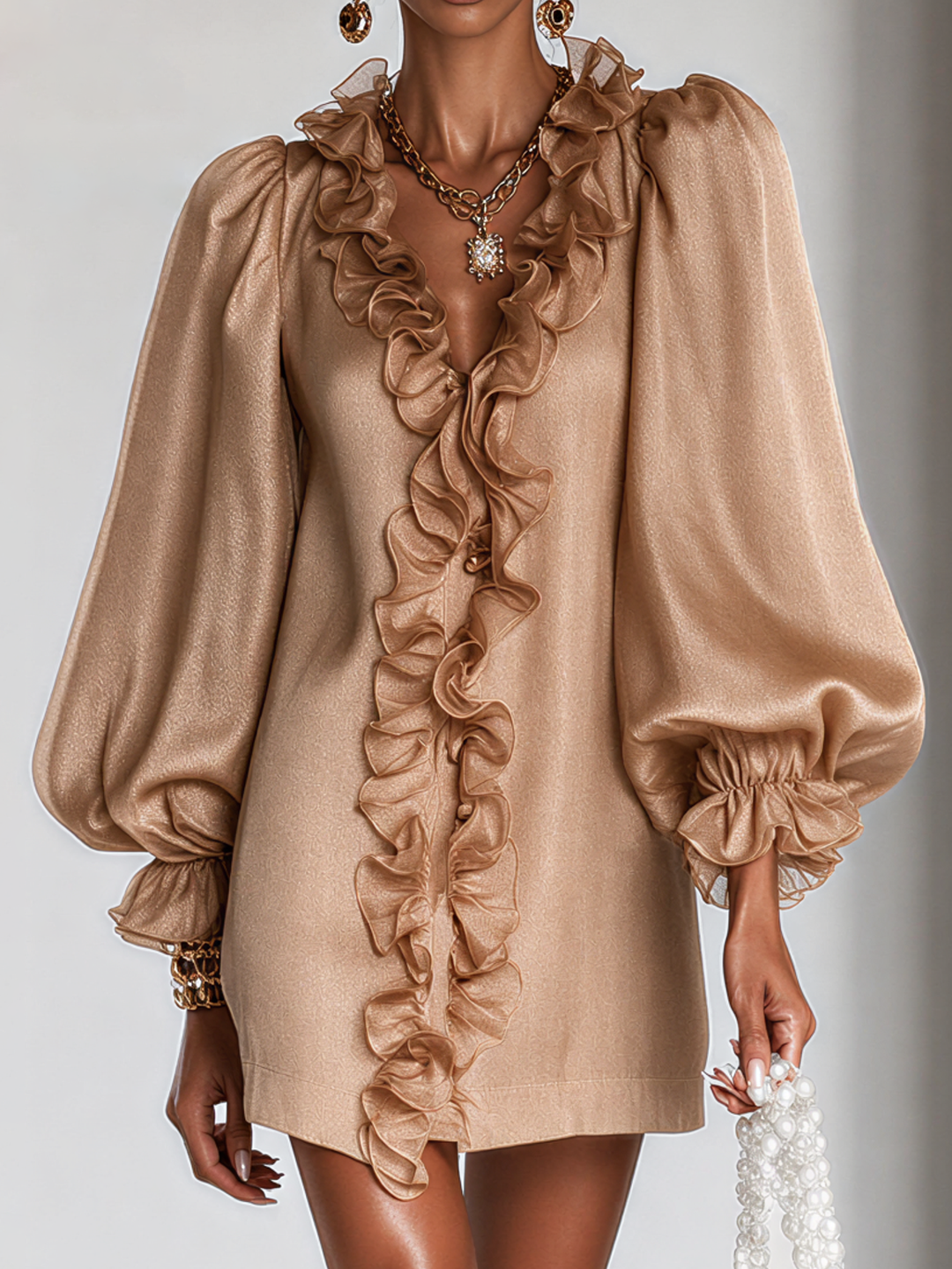 Marina | Ruffled Puff-Sleeve Mini Dress